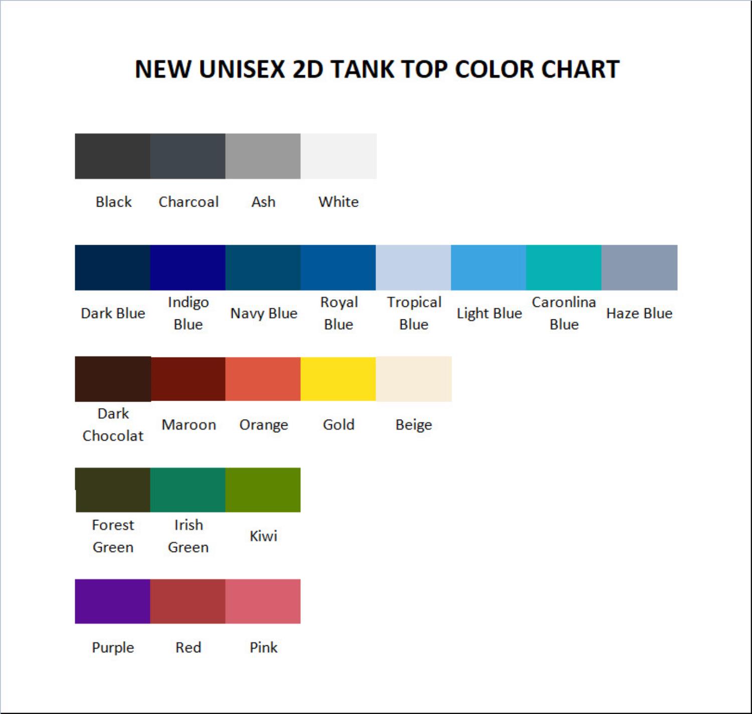 tank top color chart - One Punch Man Gifts