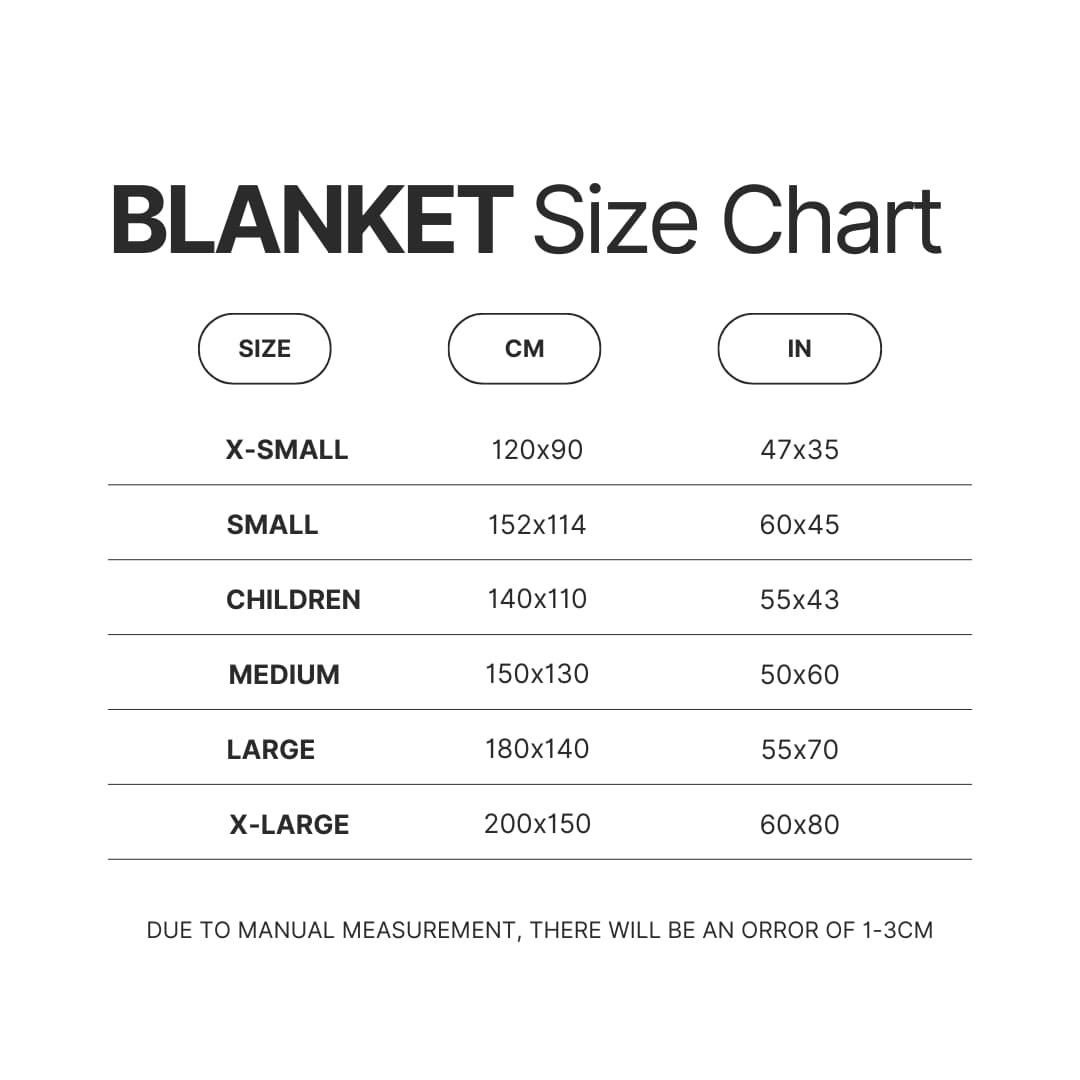Blanket Size Chart - One Punch Man Gifts
